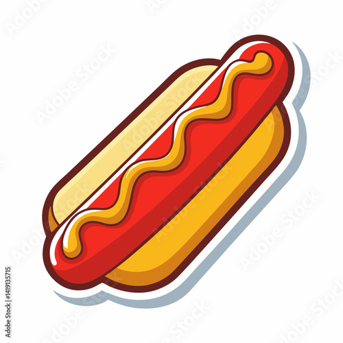 hot dog sticker vector illustration