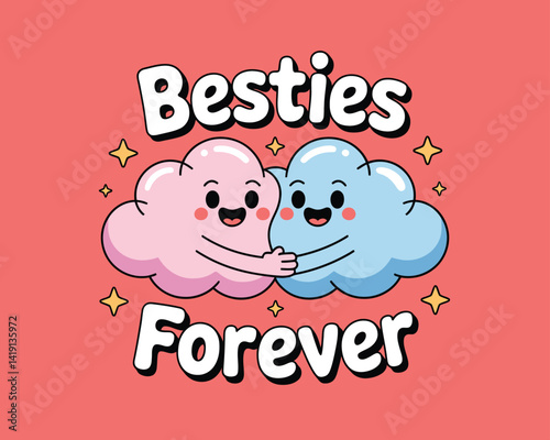 2d vector illustration card happy celebration day best friend forever design printable with lettering and design element 
