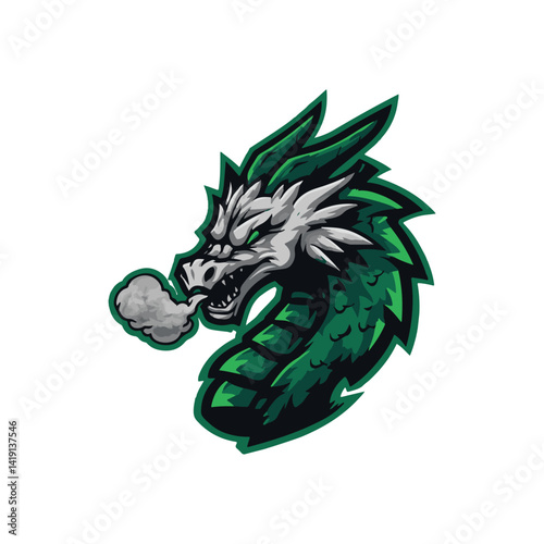 Sporty Dragon Breath Vector Logo esports for gaming