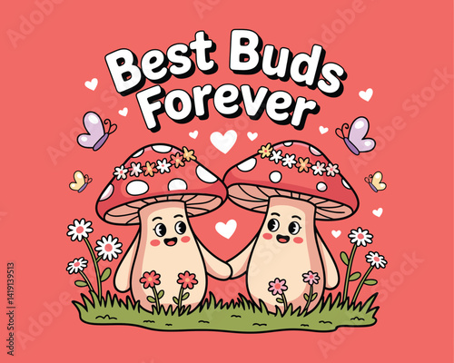 2d vector illustration card happy celebration day best friend forever design printable with lettering and design element 
