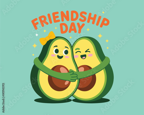 2d vector illustration card happy celebration day best friend forever design printable with lettering and design element 
