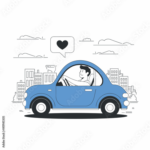 Transportation and Traffic Concept with Fast-Moving Car Vehicles and Driver Behind the Wheel in City