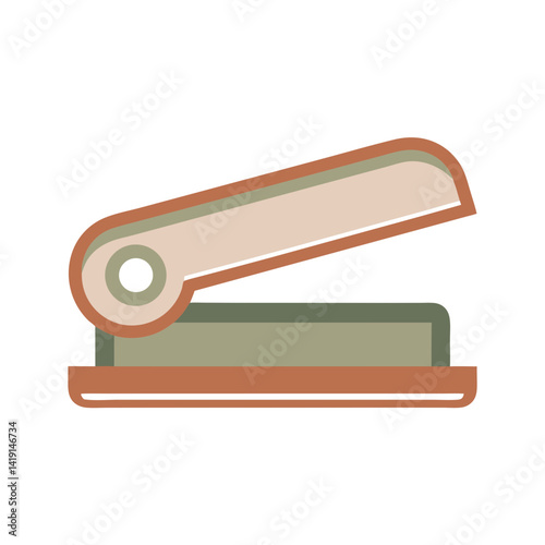 Stapler with Green Button in Minimalist Style  