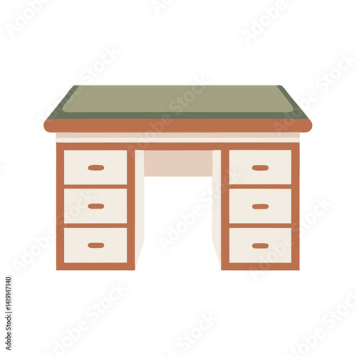 Green Surface Standing Desk with Drawers in Minimalist Style  