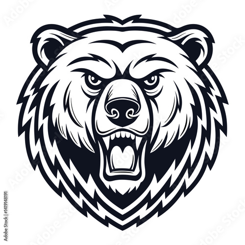 Aggressive Bear Head Graphic