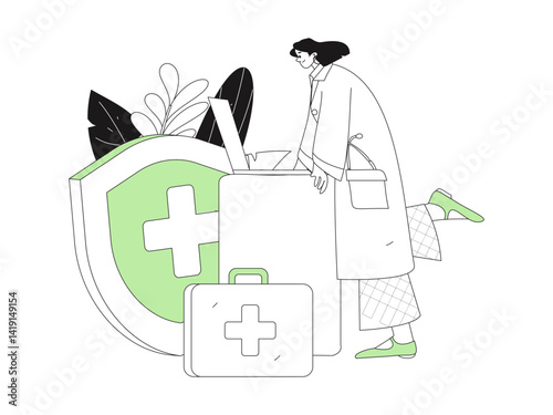 Medical characters fighting the epidemic flat vector concept operation hand drawn illustration
