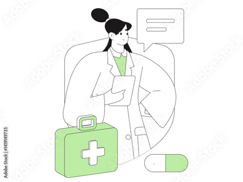 Medical characters fighting the epidemic flat vector concept operation hand drawn illustration

