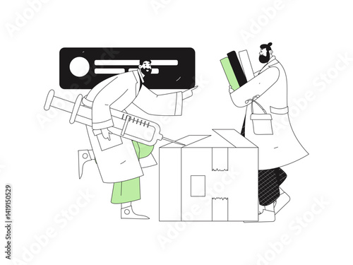 Medical characters fighting the epidemic flat vector concept operation hand drawn illustration
