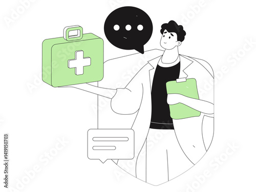 Medical characters fighting the epidemic flat vector concept operation hand drawn illustration
