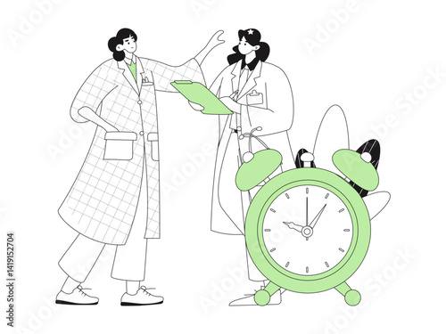 Medical characters fighting the epidemic flat vector concept operation hand drawn illustration
