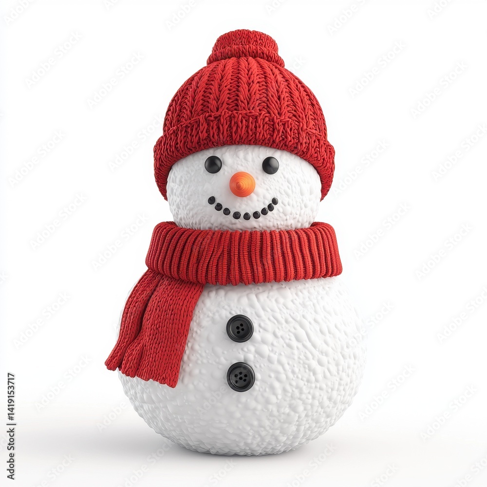Charming Snowman with Red Hat and Scarf for Holiday Cheer Charming Snowman with Red Hat and Scarf for Holiday Cheer