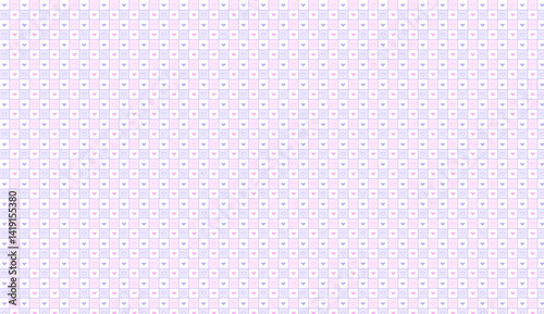 Checkered pattern with small hearts creating a romantic and delicate design