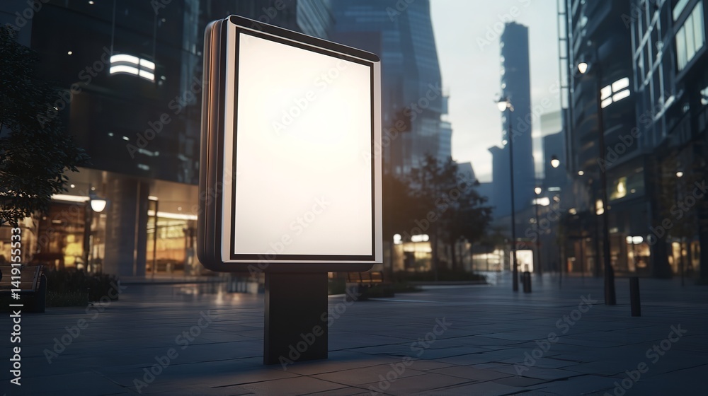 Blank billboard mockup in city street at night for advertisement and marketing campaign template design Blank billboard mockup in city street at night for advertisement and marketing campaign template design