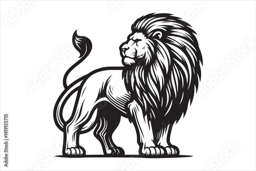 Wild Lion Line Art  Clean Outline Vector