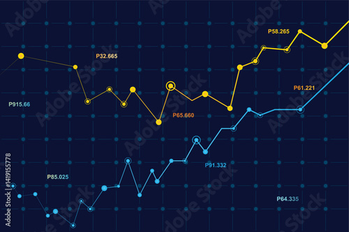 stock market graph on dark background