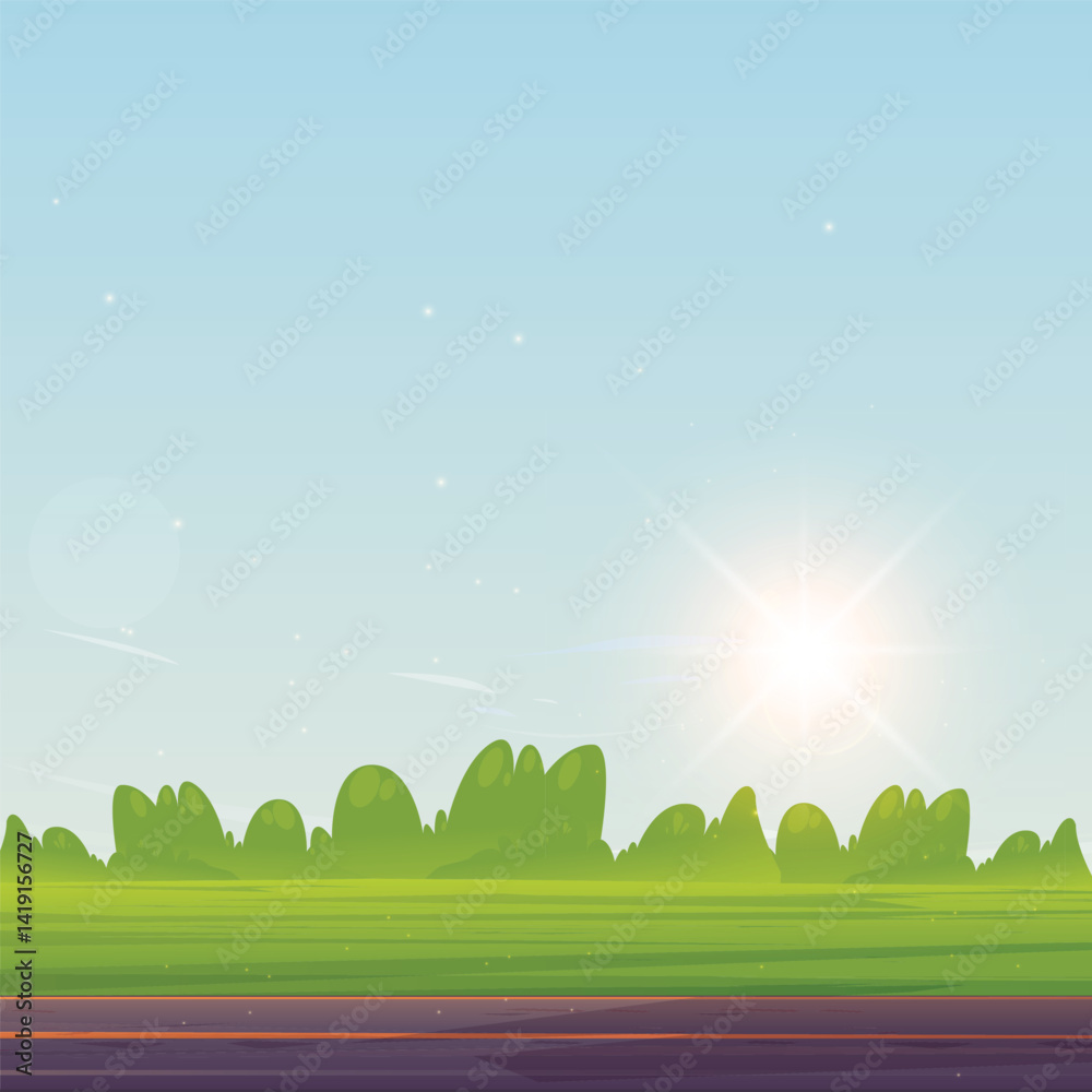 summer landscape with green grass and blue sky summer landscape with green grass and blue sky