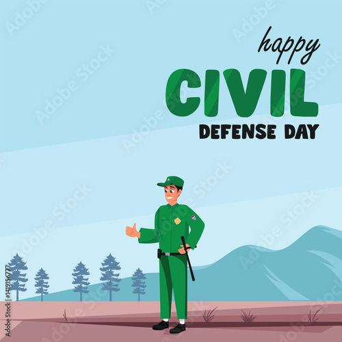 Illustration of Indonesian Civil Defense Day celebration