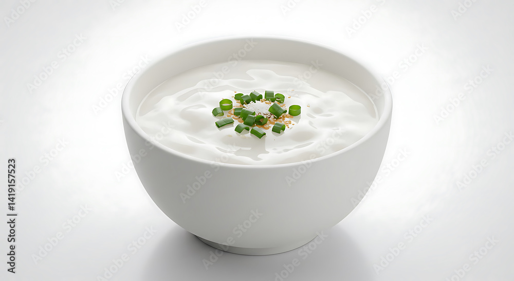 Serving Bowl with Creamy Dip and Herbs Appetizer