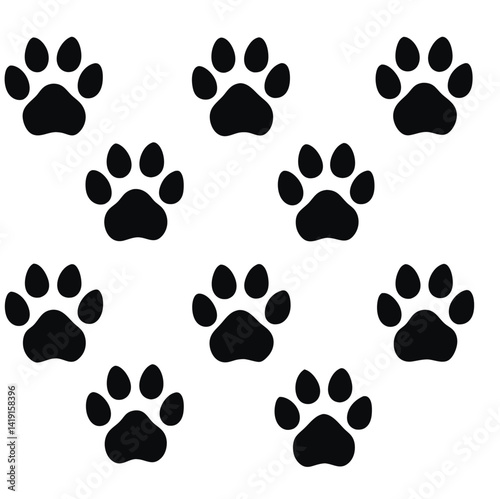 Repeating Paw Print Pattern with Cat and Dog Motif | Pattern | Paw | Pet