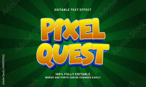 pixel quest editable text effect with a gaming and play text style
