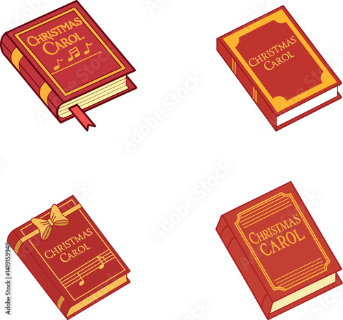 Set of Cartoon Christmas Carol Books – Holiday Songbook Illustrations