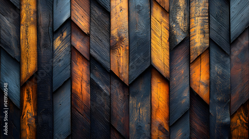 Pattern of vertical wooden slats with shadows