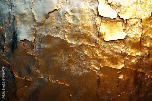 Peeling gold foil texture on surface