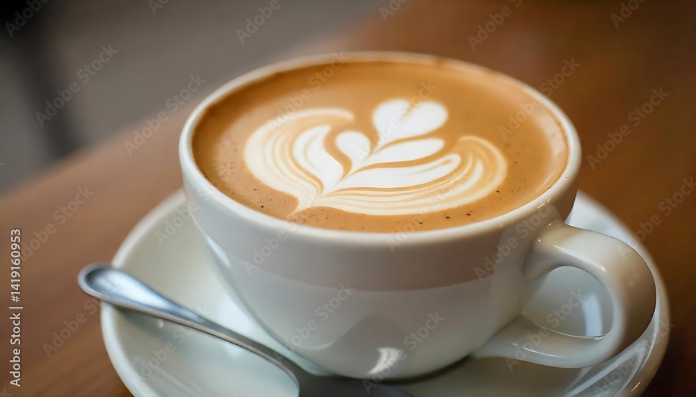 Aromatic Latte Art: Exquisite Coffee Cup Detail Aromatic Latte Art: Exquisite Coffee Cup Detail