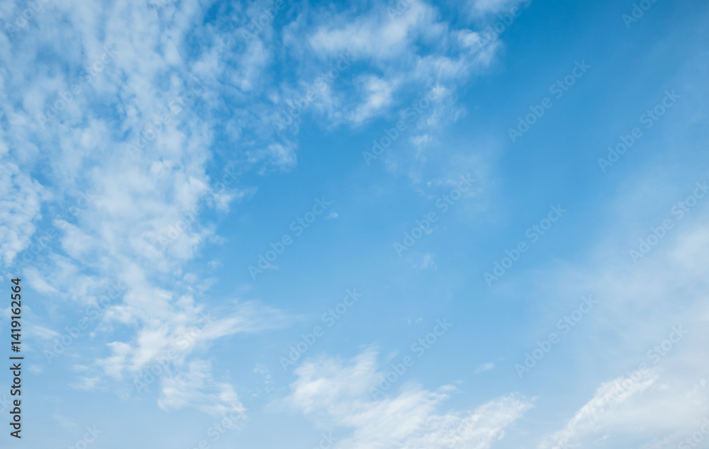 Fototapeta premium e sky is bright, tthhe fluffy white clouds are quiet.