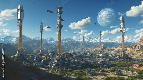Exoplanetary Outpost: Communications Array on a Distant World with Flying Vehicles