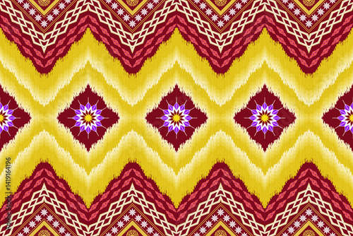 Ethnic Figure aztec embroidery style.Geometric ikat oriental traditional art pattern.Design for ethnic background,wallpaper,fashion,clothing,wrapping,fabric,element,sarong,graphic,vector illustration.