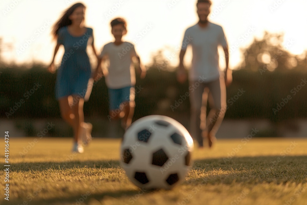 Fototapeta premium Family Enjoying Soccer Game Together on a Sunny Day Outdoors