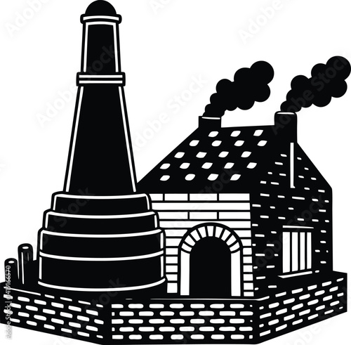 Traditional Brick Kiln in Black | Industrial Silhouette Vector for Print & Digital Crafts