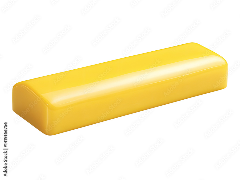 A Detailed Closeup of a Shiny Yellow Rectangular Object with Rounded Edges, Possibly a Piece of Cheese or a Similar Product A Detailed Closeup of a Shiny Yellow Rectangular Object with Rounded Edges, Possibly a Piece of Cheese or a Similar Product