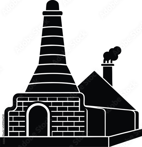 Traditional Brick Kiln in Black | Industrial Silhouette Vector for Print & Digital Crafts