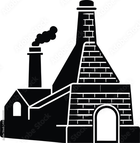 Traditional Brick Kiln in Black | Industrial Silhouette Vector for Print & Digital Crafts