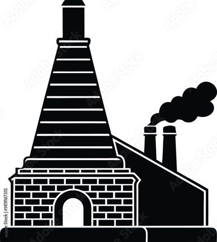 Traditional Brick Kiln in Black | Industrial Silhouette Vector for Print & Digital Crafts