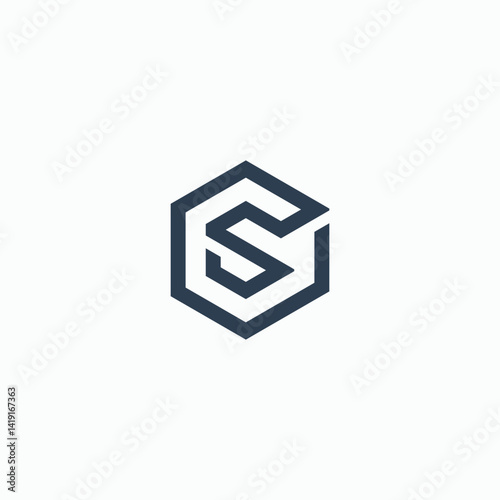 Flat Vector letter css cs Logo Design Template