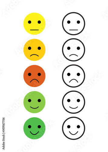 Emoticon icons in flat style stock illustration