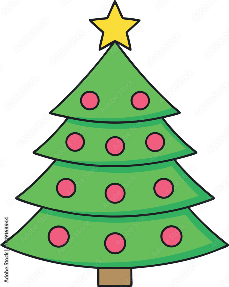Obraz premium Glowing Christmas Tree vector art illustration.