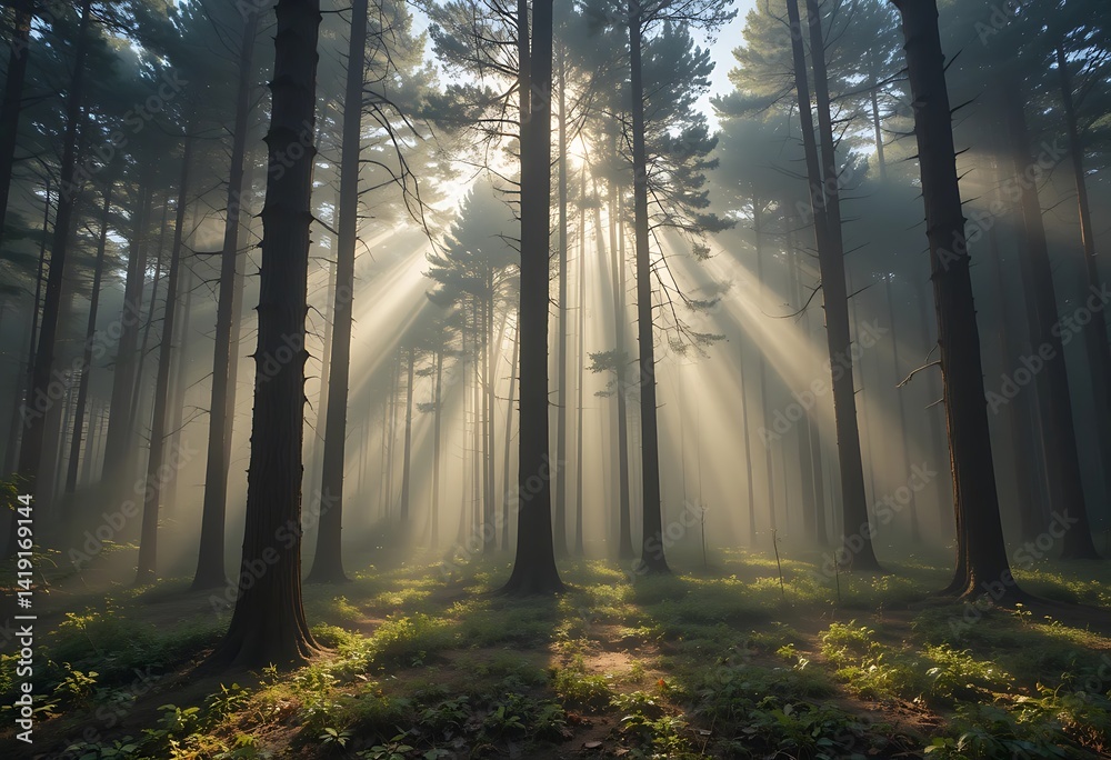 Naklejka premium morning in the forest