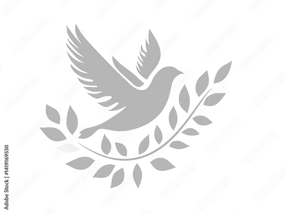 Fototapeta premium Dove of Peace with Olive Branch: Symbol of Tranquility and Hope for a Peaceful World