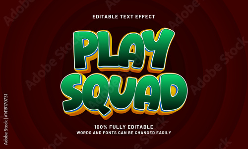 play squad editable text effect with a gaming and play text style