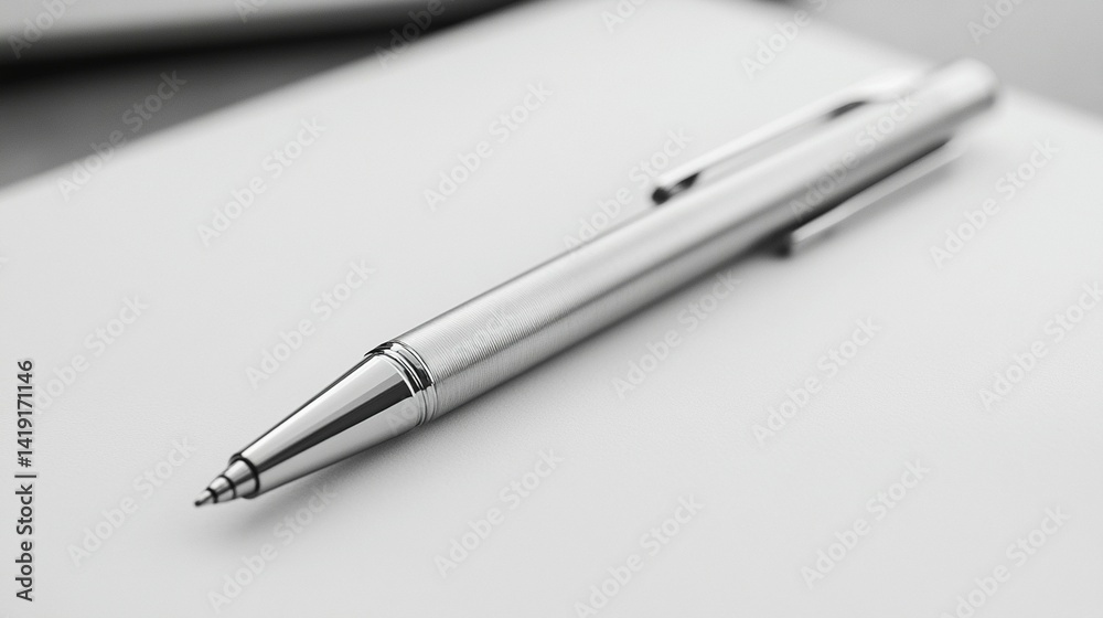 Silver Pen on White Surface Silver Pen on White Surface