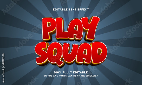 play squad editable text effect with a gaming and play text style