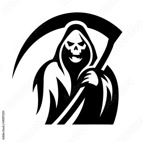 black and white svg vector, Halloween grim reaper icon