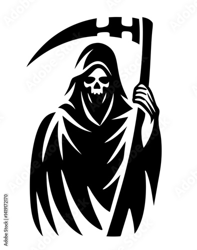 black and white svg vector, Halloween grim reaper icon