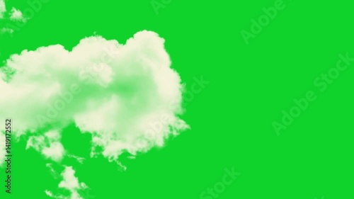 Clouds animation moving on green screen background, flying cloud transparent screen, cloud green screen on chroma key 4k.