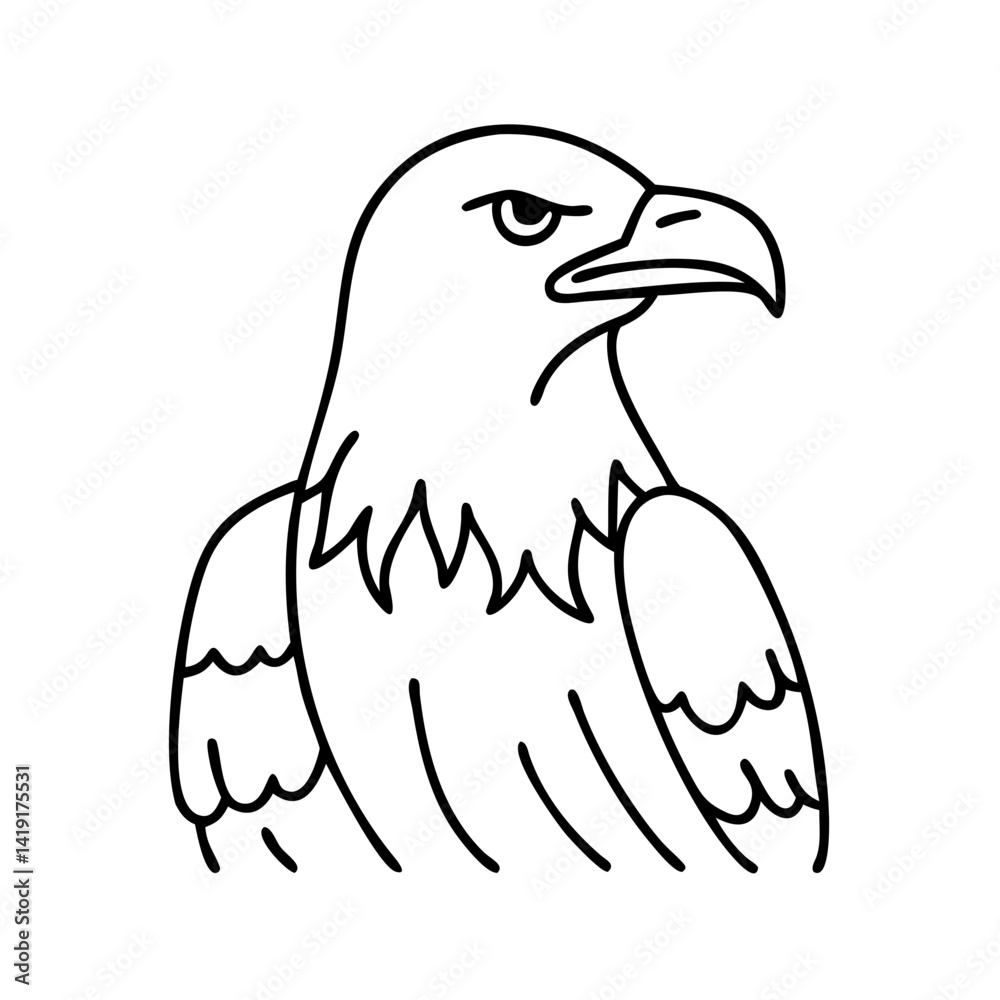 Fototapeta premium bald eagle icon, bald eagle line art - simple line art of bald eagle, perfect for bald eagle logos and icons