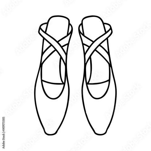 ballerina pointe shoes icon, ballerina pointe shoes line art - simple line art of ballerina pointe shoes, perfect for ballerina pointe shoes logos and icons